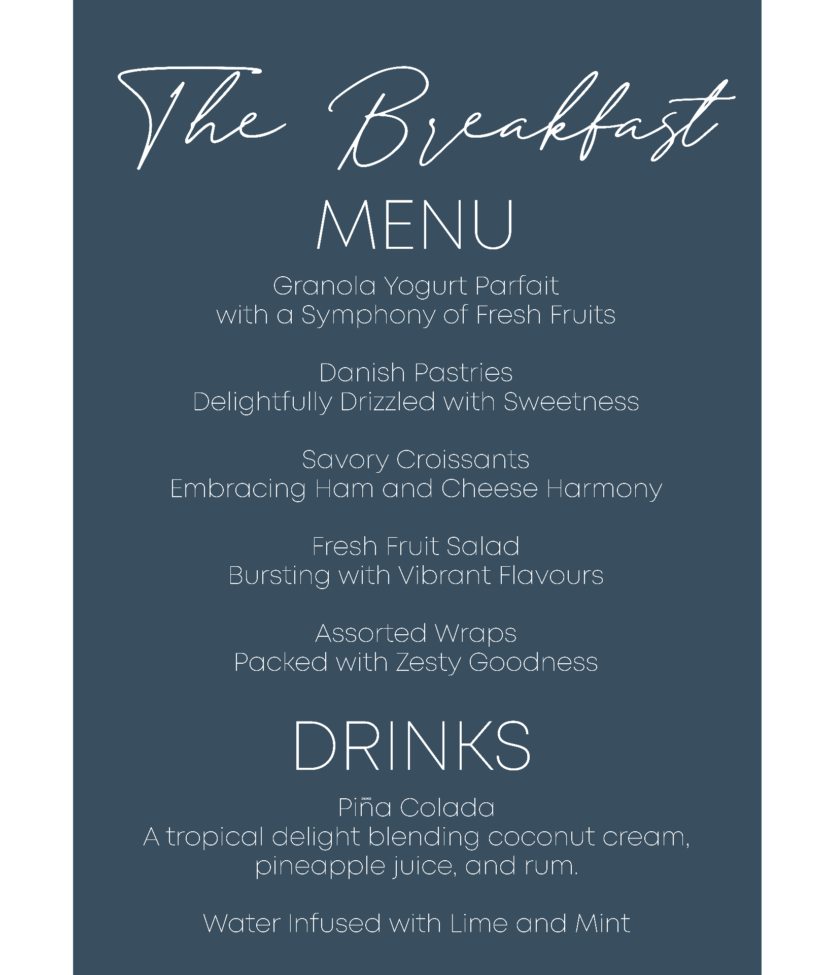 Amar & Ysianne breakfast menu
