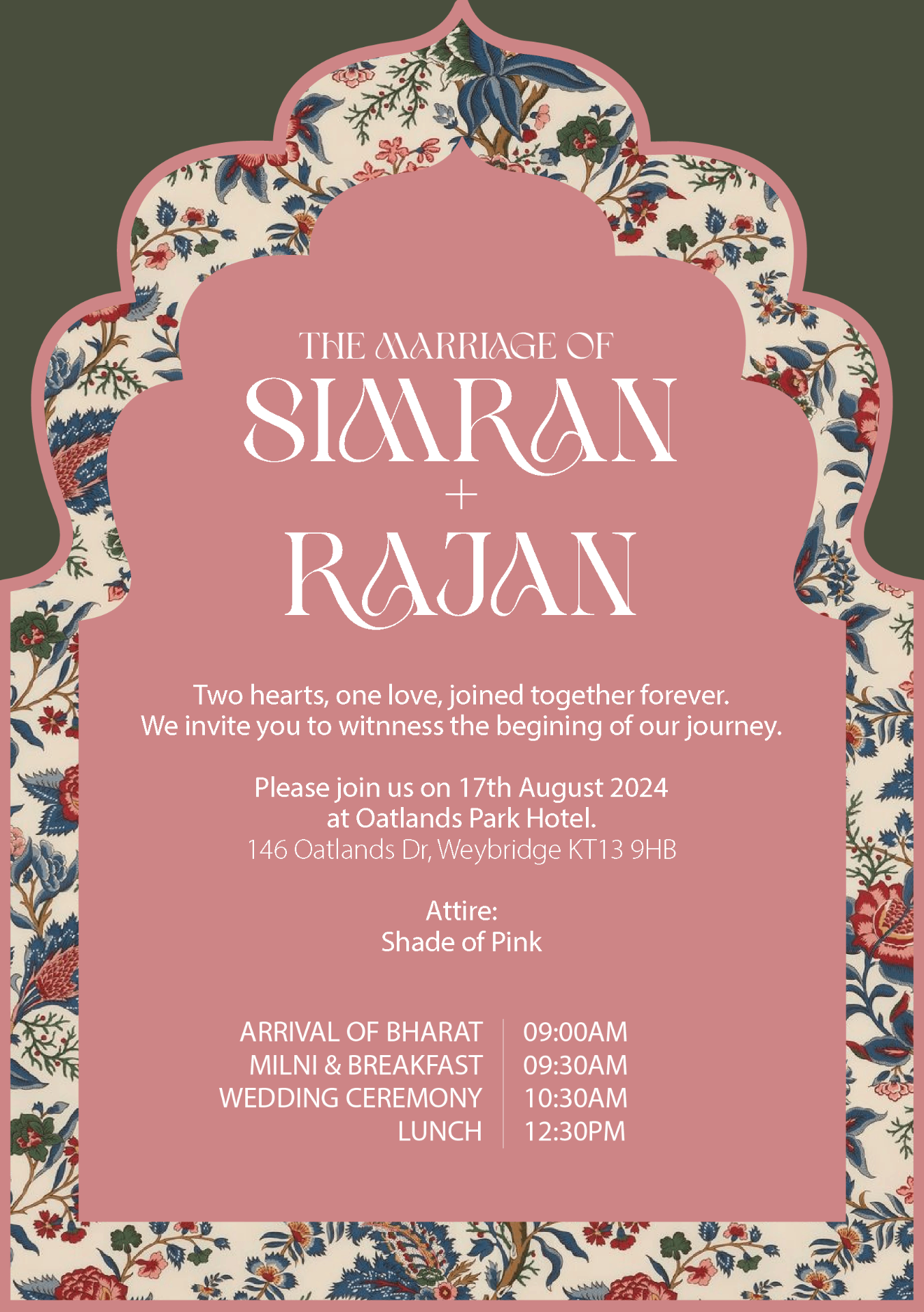 Wedding Stationery Set: Simran & Rajan