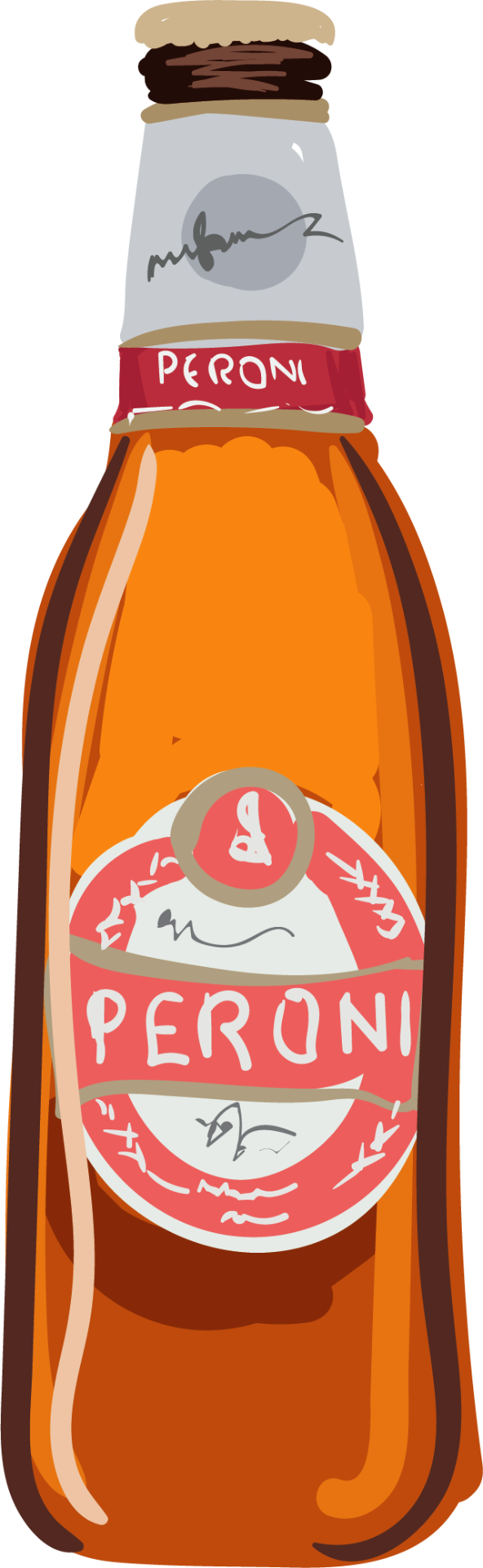 Illustrated Peroni beer bottle