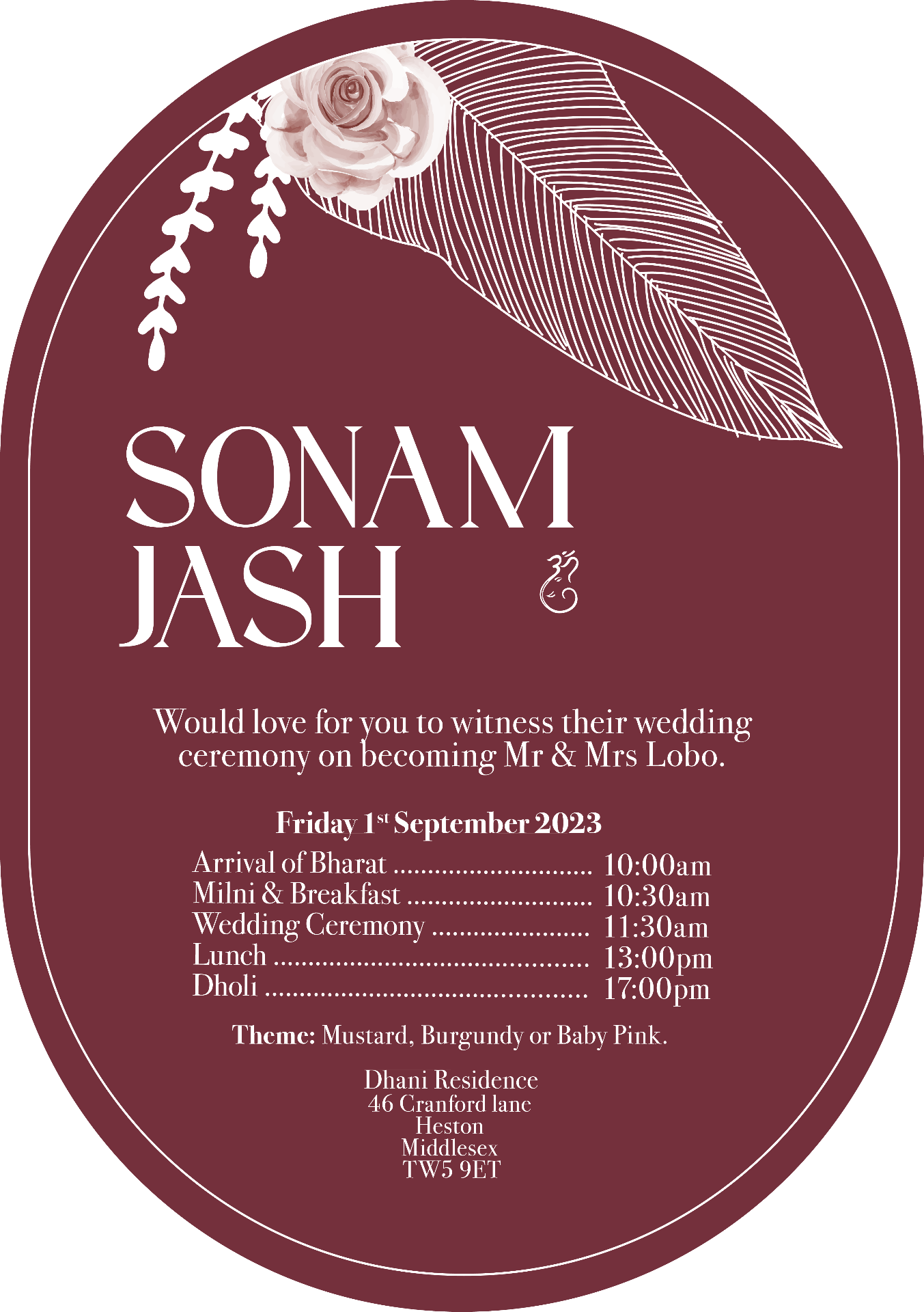 Wedding Stationery Set: Sonam & Jash