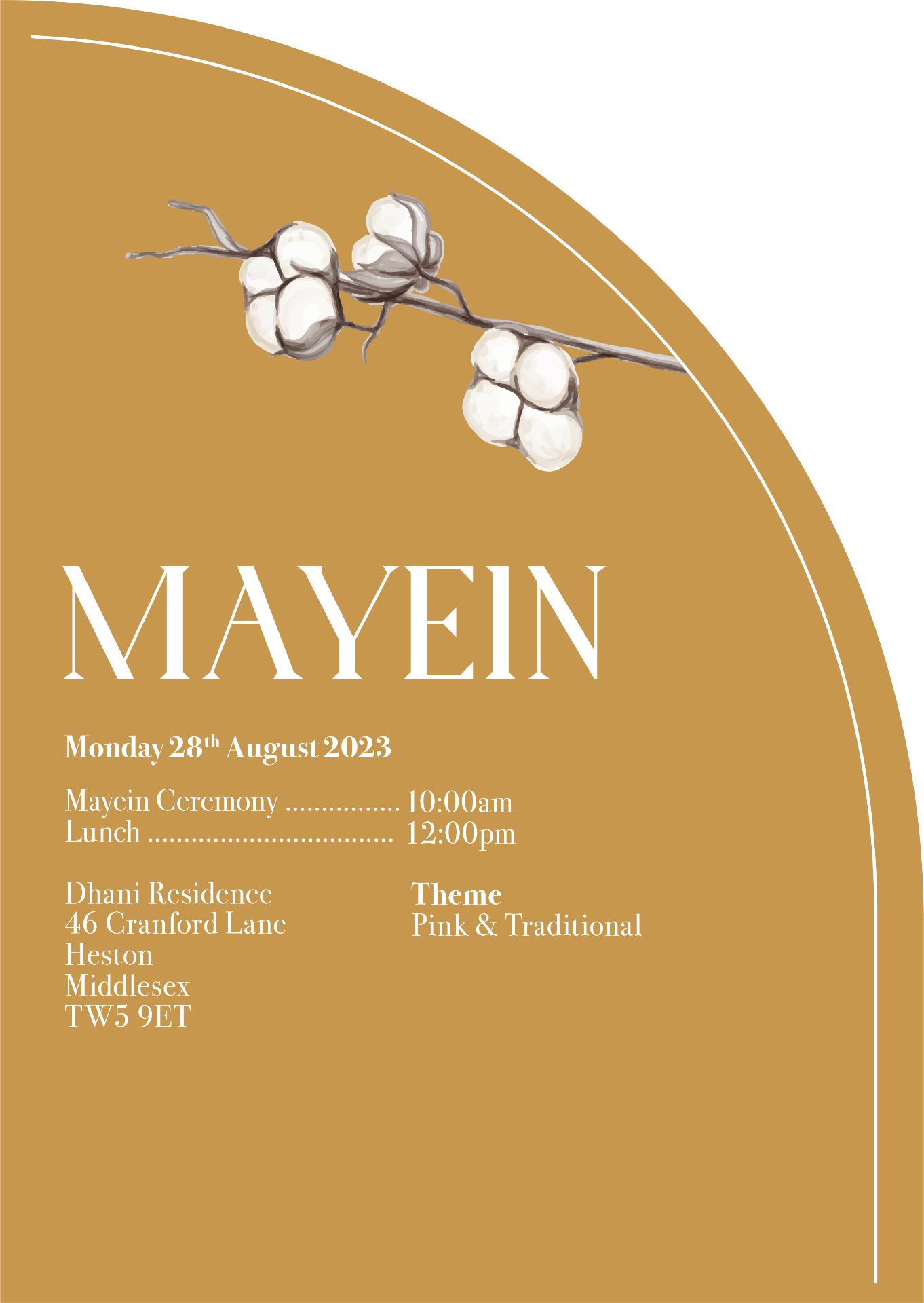 Mayein ceremony invite