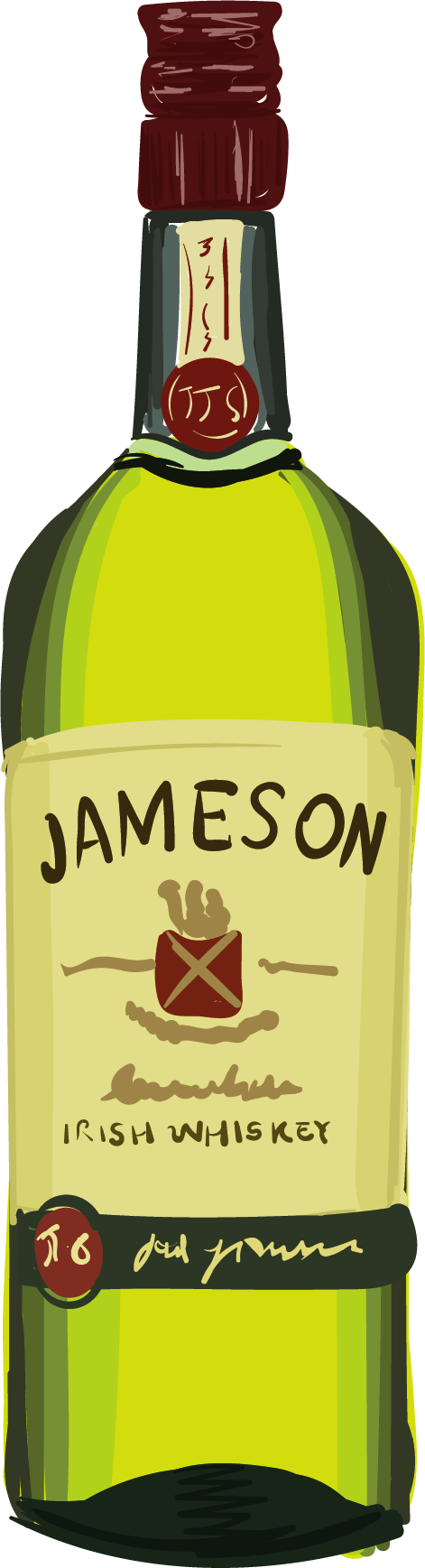 Illustrated Jameson Irish Whiskey bottle