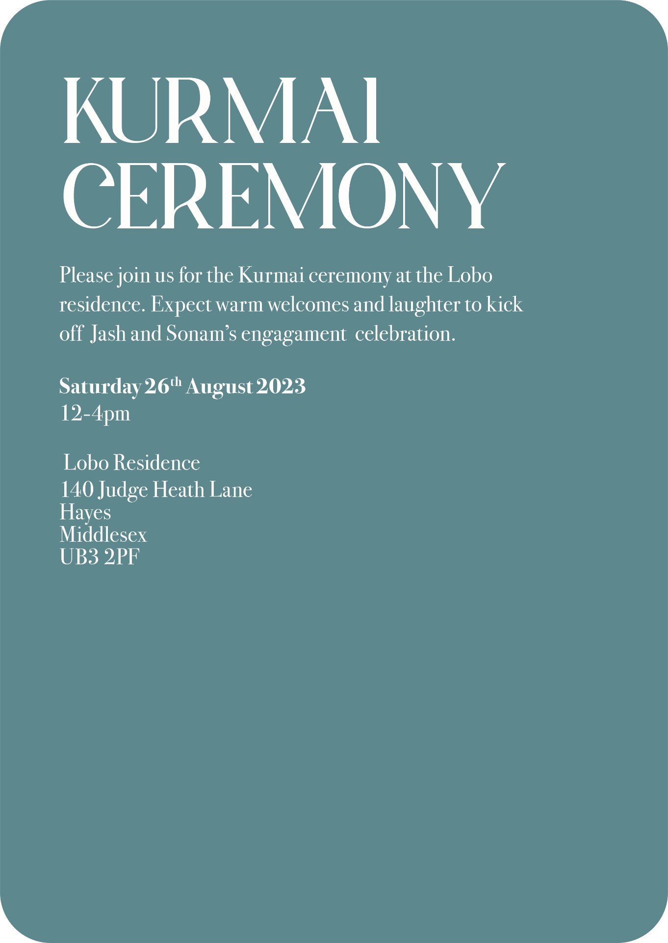 Kurmai ceremony invite