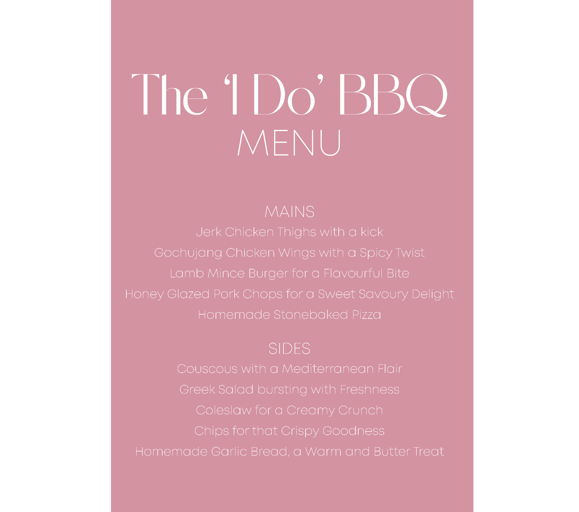Amar & Ysianne 'I Do' BBQ menu variant