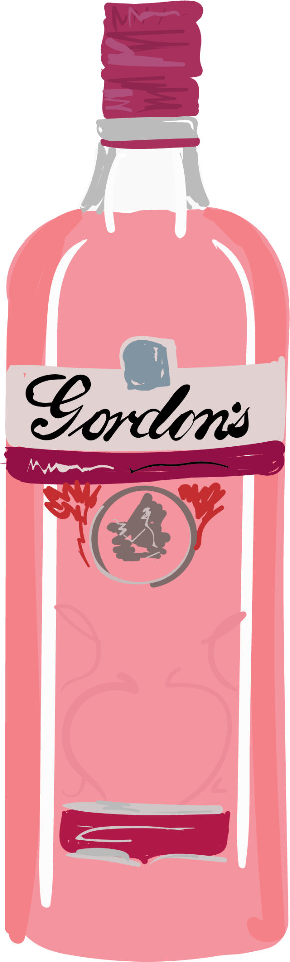 Illustrated Gordon's pink gin bottle