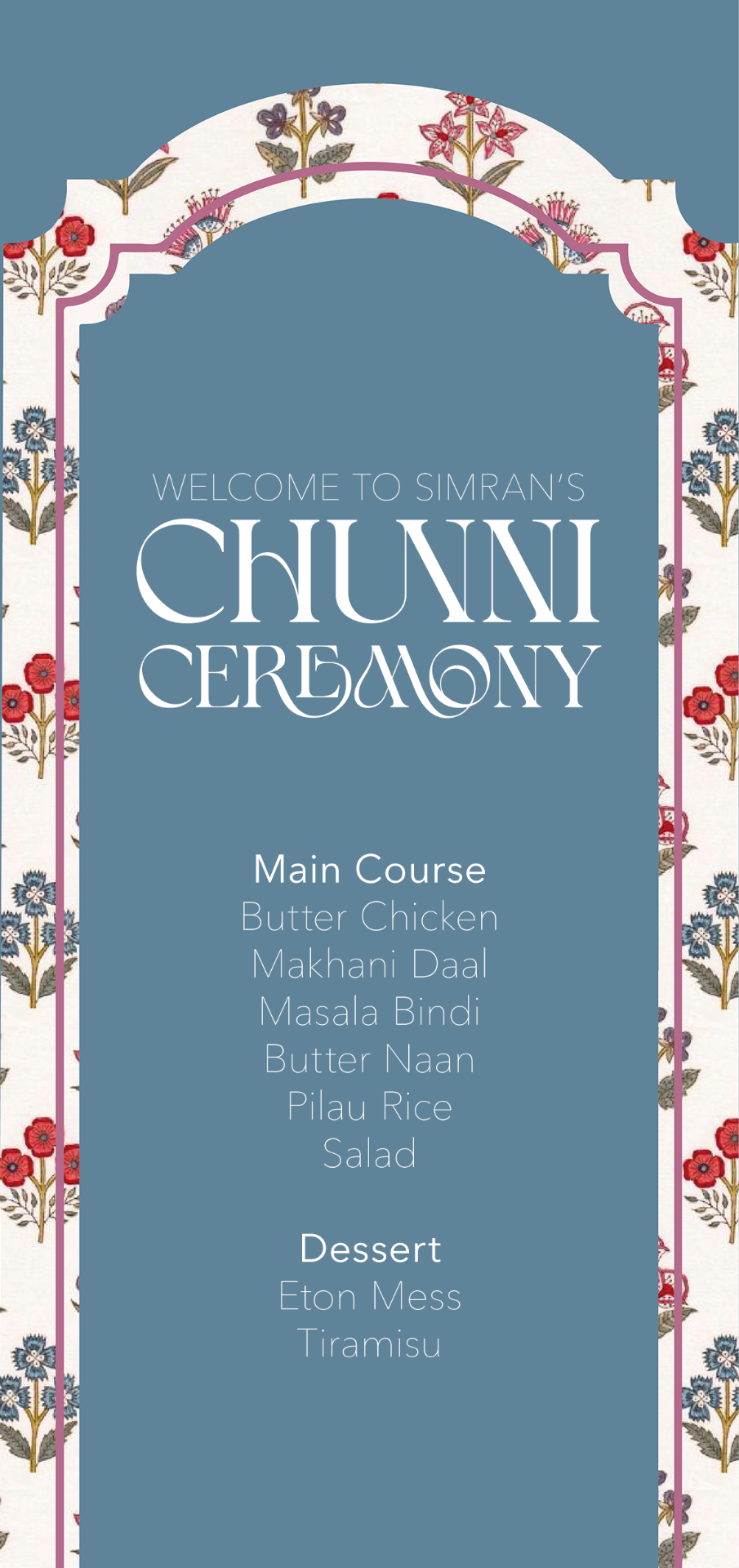 Chunni ceremony menu